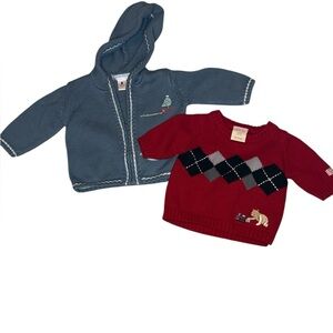 Sailboat and Winnie the Pooh 100% cotton Knit Sweater for Babies